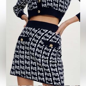 MAJE Monogrammed jacquard skirt XS